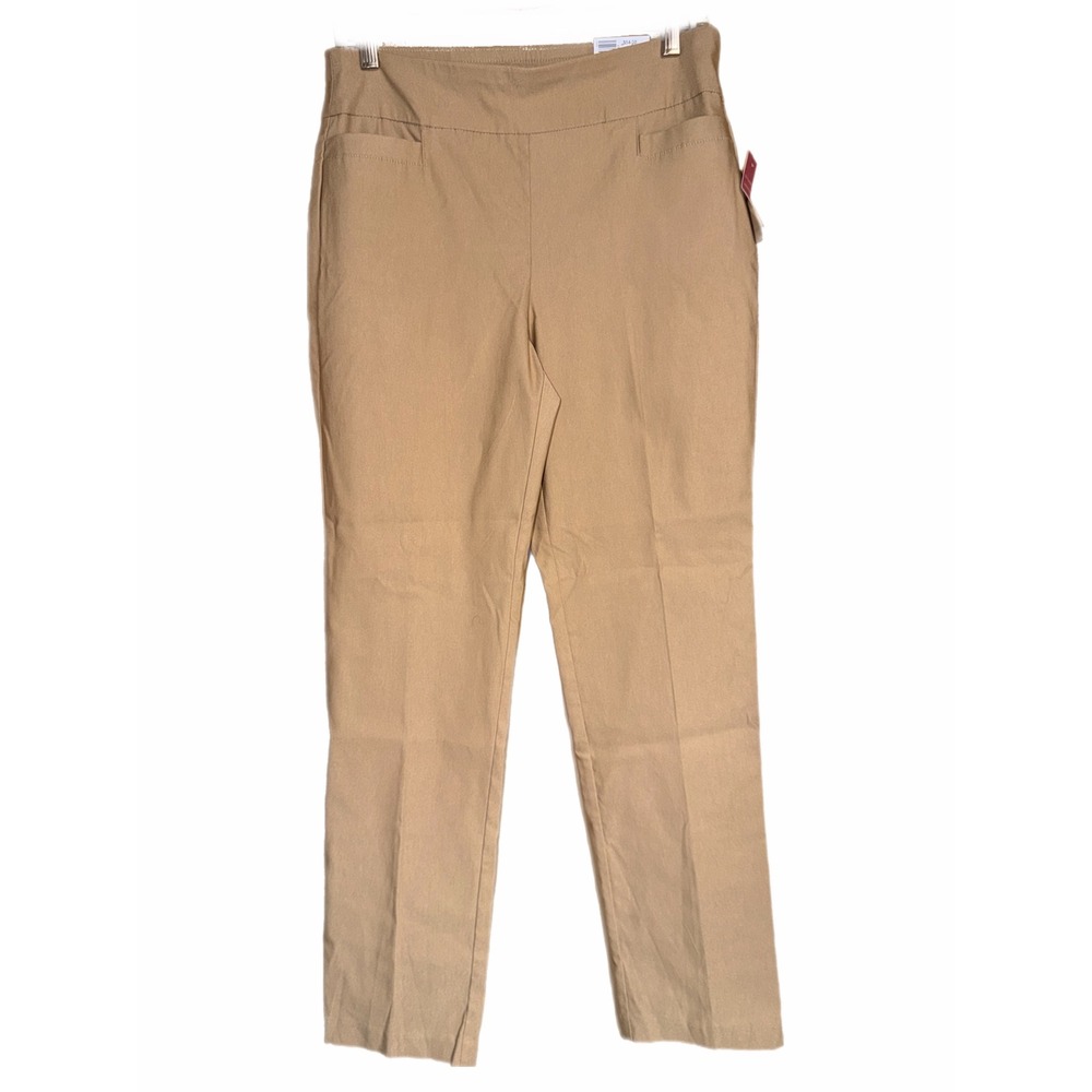 Kim Rogers Millennium Straight Leg Tummy Control Pants Giverny Tan 8S NWT